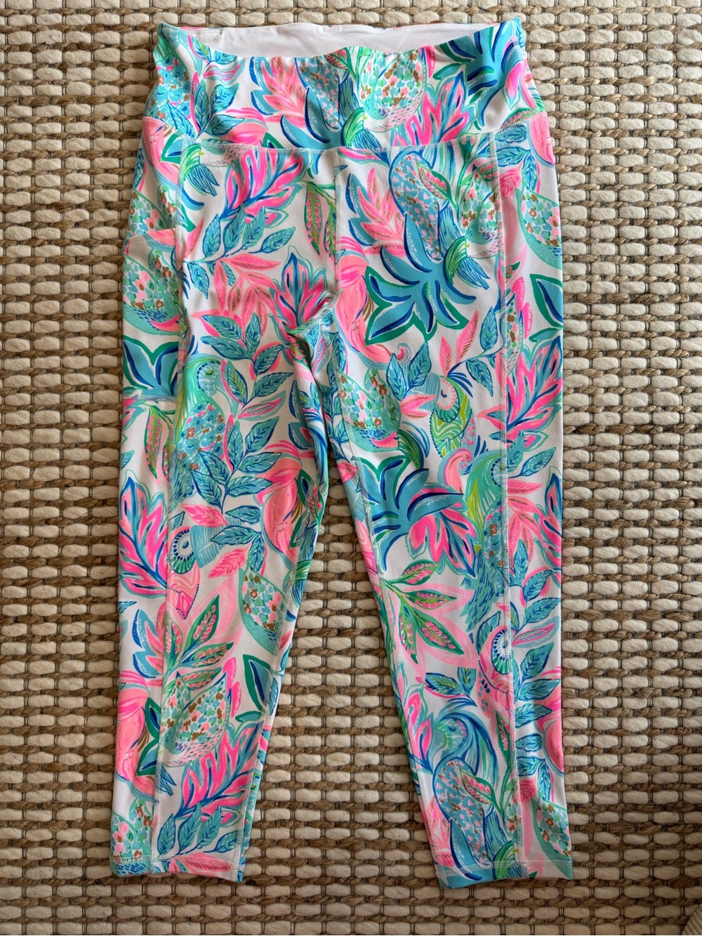 Lilly Pulitzer Pink, Blue & Green Tropical Print Leggings
